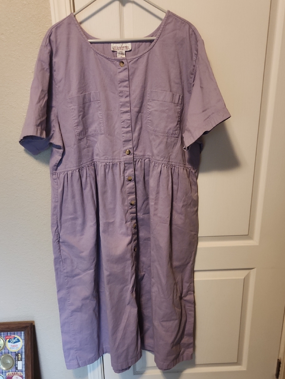 Silhouette Light Lavender Cotton Button Shirt Dress